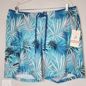 NWT Maui Rippers 9" Board Shorts Blue Sunset Palm Women's Size 14‎